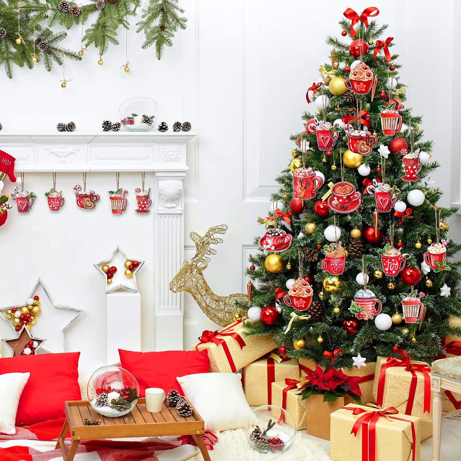 Amazon.co.jp: 36個 クリスマス 木製オーナメント ホットココア